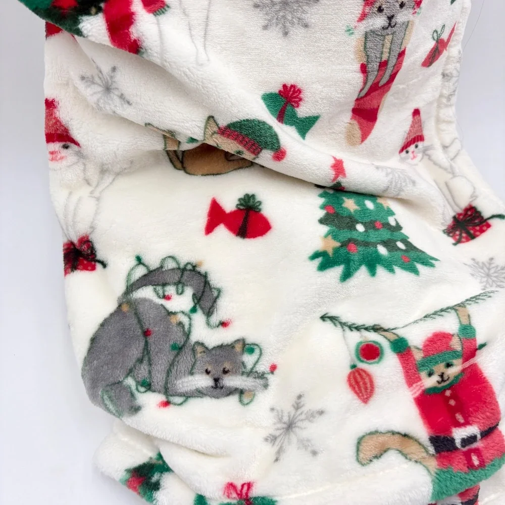 Let‎ It Snow Velvet Plush Throw Blanket 60x70 Christmas Cats Holiday Decor